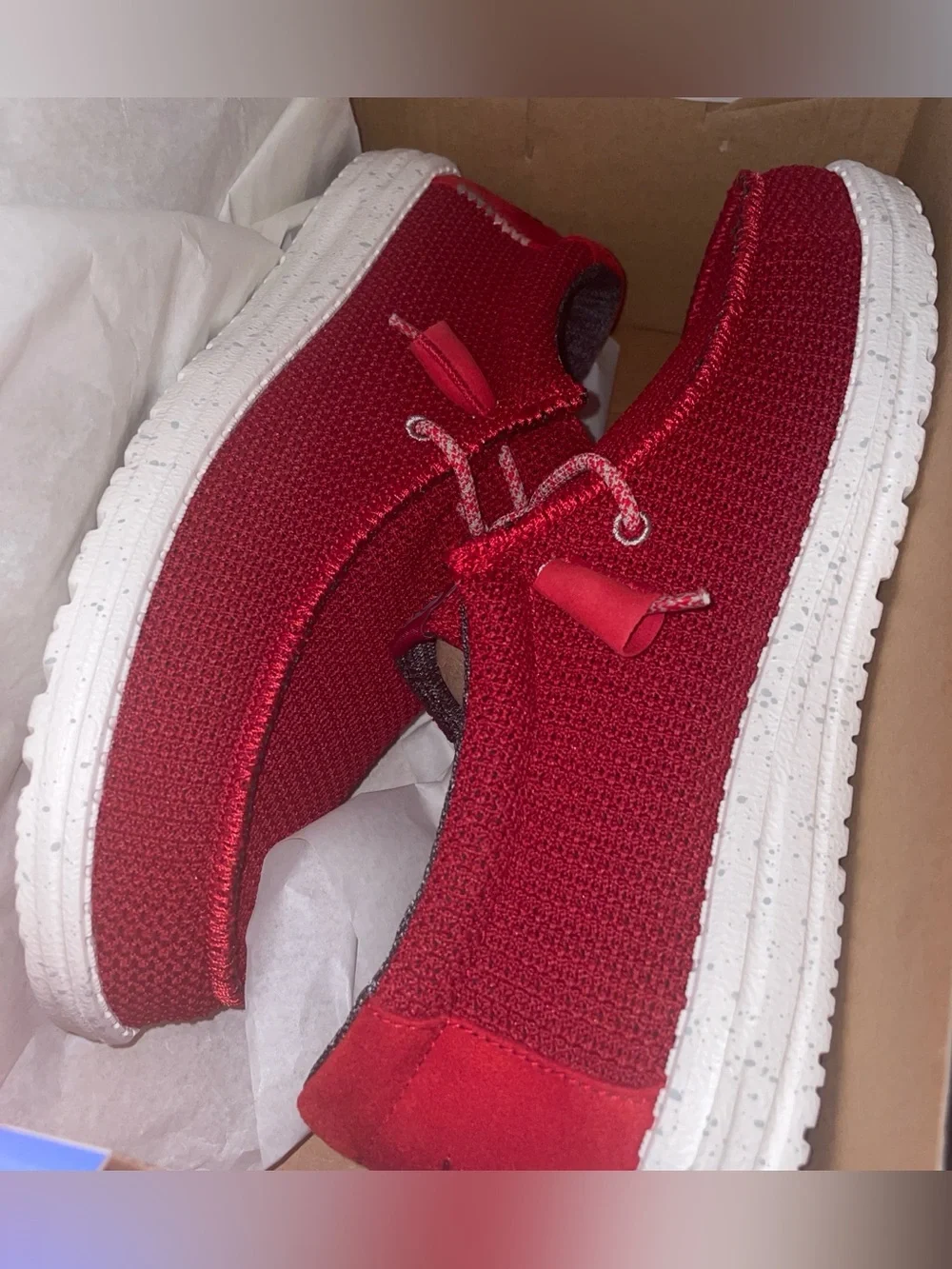Hey Dude Men's Wally Sport Mesh Slip-On in Dark Red